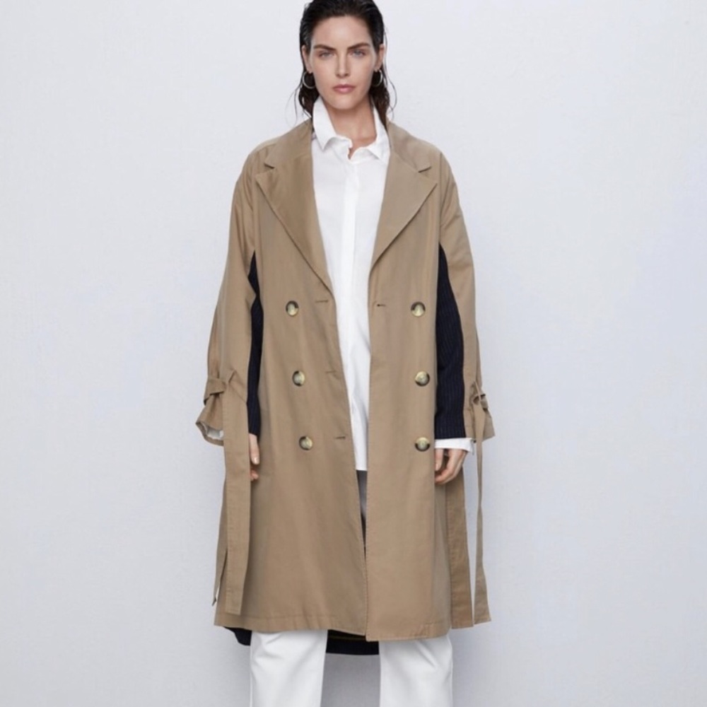 Zara Mixed Trench Coat - Picture 4 of 9